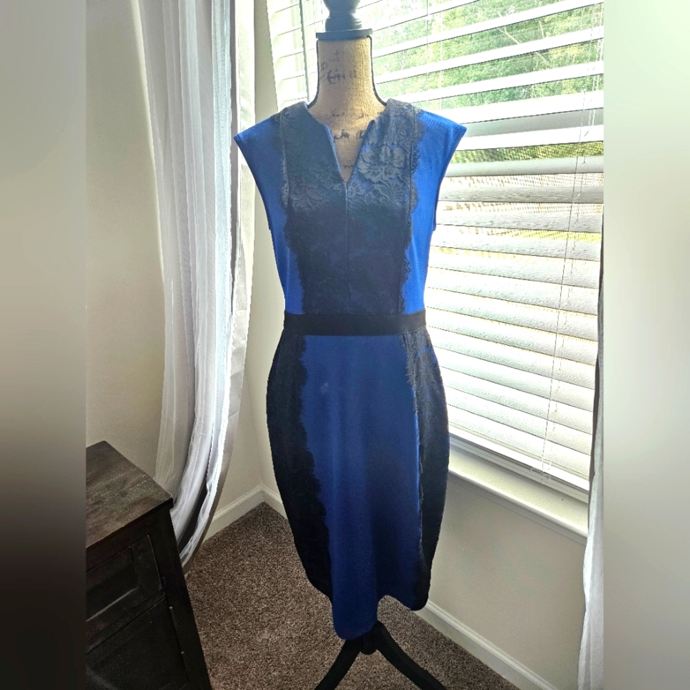 Preloved Danny and Nicole dress, blue and black, size 10